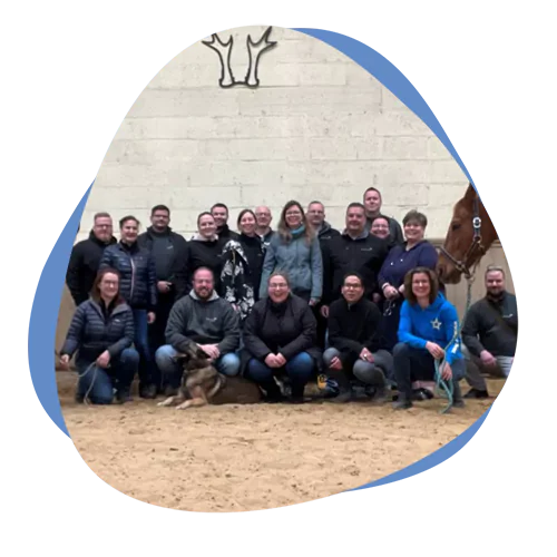 Ein Gruppenbild mit Pferden Event Gute Führung mit unseren Mitarbeitern