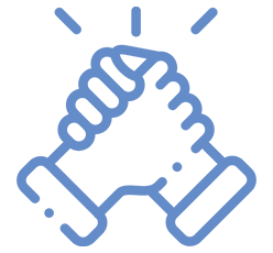 Icon Fortbildung blaue ineinander greifende Hände